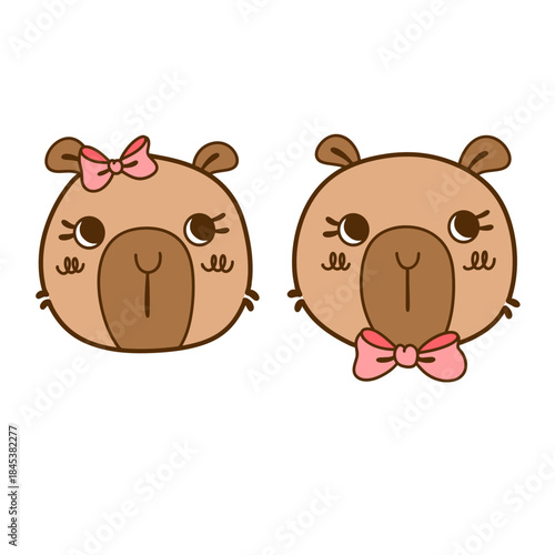 Capybara couple cartoon valentine