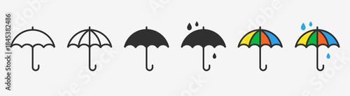 Umbrella flat and line icon set. Vector illustration