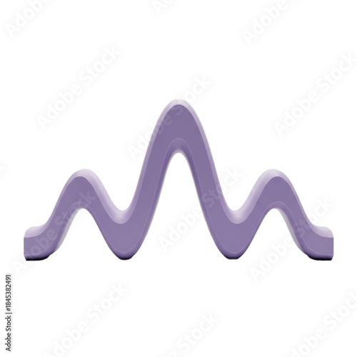 Abstract lavender wave sculpture against a white background studio shot.