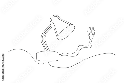 Office light lamp single line art outline minimal style illustration