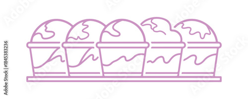 Ice cream in a paper cup, featuring different flavors, Dessert - Sweet Food - line icon, symbol, sign, editable stroke
