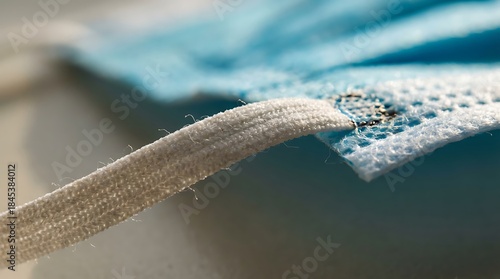 A close-up view of a blue medical face mask, a ubiquitous symbol of modern life, offering a sense of protection and the challenges of the times.