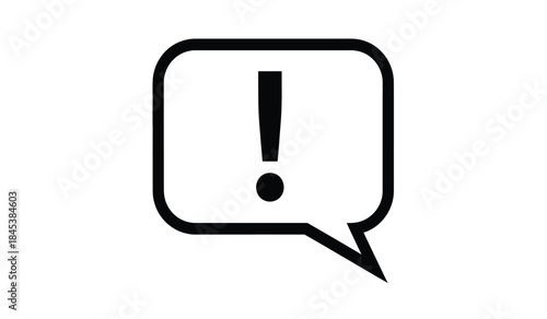 a simple black and white illustration depicts an exclamation point inside a speech bubble signaling urgency or important notification high quality professional detailed