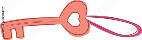 Key With Heart Bow Sketch