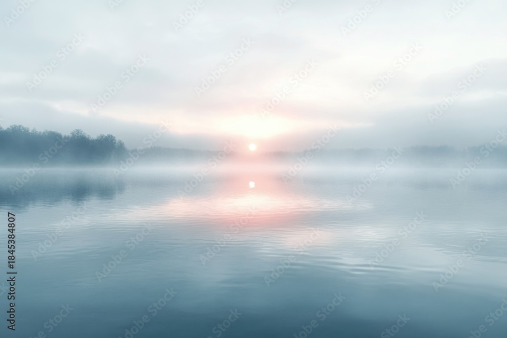 Fototapeta premium Misty Sunrise over Lake