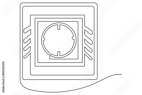 Minimalist style wall outlet illustration continuous line drawing isolated