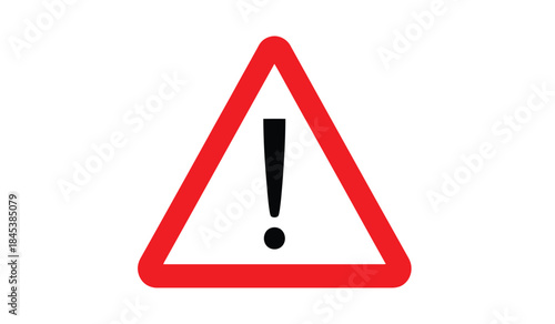A striking image depicts a classic warning sign a bright red triangle with a bold black exclamation point centered within its boundaries