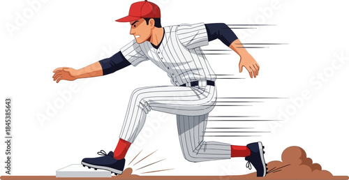 Dynamic Baseball Player Sliding into Home Base with Speed and Intensity Sports Action Illustration baseball