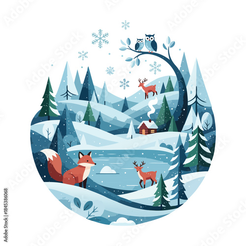 winter isolated on white