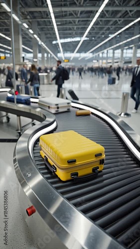 luggage on a conveyor belt at the airport