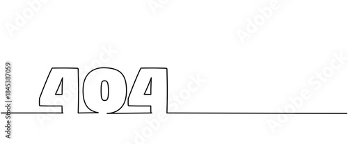 uncolor blank empty 404 page not found website header isolated illustration clipart symbol sign on black, One continuous line drawing for Poster, banner, background, doodle single line with copyspace