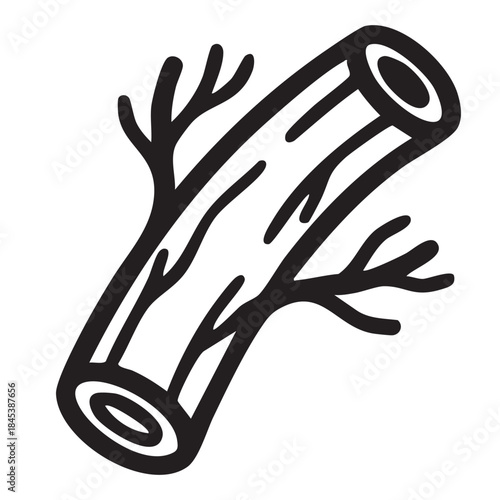 Natural Wood Log Material with Tree Branches Timber Forestry Resource Wooden Piece