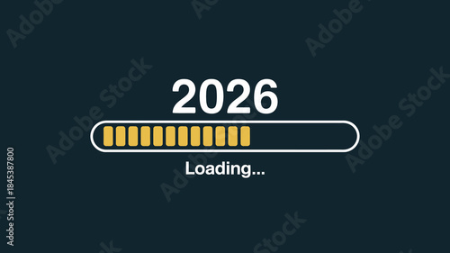 Futuristic Loading Bar with 2026 Year and Progress Indicator