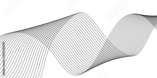Abstract wavy lines pattern featuring smooth flowing curves in grayscale, forming a minimalist geometric design with overlapping strokes on a clean transparent background for modern digital art.