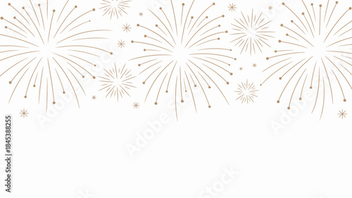 Golden Fireworks Explosions on White Background for Celebrations