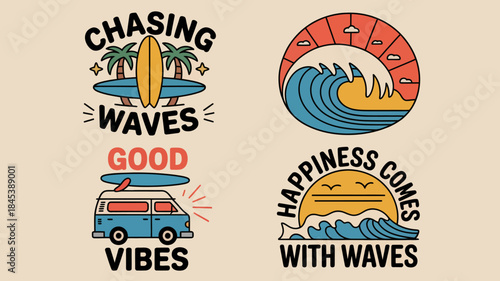 Surfing and Beach Life Inspirational Quotes and Illustrations