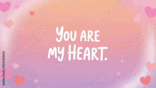 Romantic pink gradient card with hearts and sweet love message for valentine's day