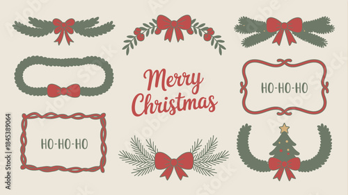 Christmas Decorations and Frames with Merry Christmas Messages
