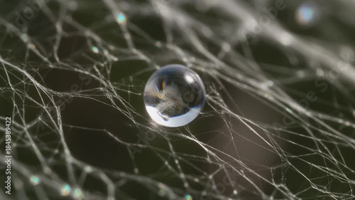 Macro Droplet on Spider Egg Cocoon