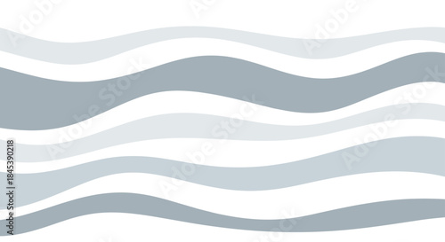 Minimalist abstract background with horizontal, flowing wavy lines in various shades of serene gray-blue on a clean white canvas.