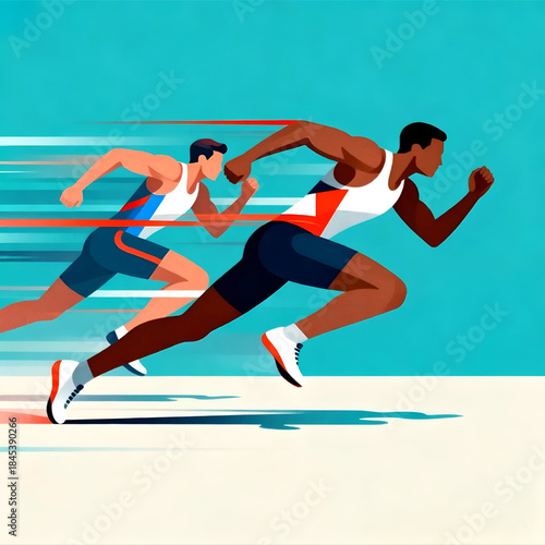 Two Runners in Motion With Speed Lines – Dynamic Running Athlete Vector