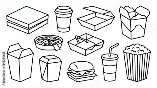 Fast Food Packaging and Meals Illustration