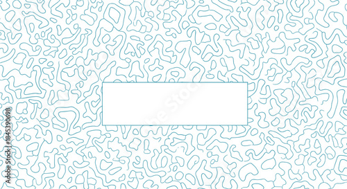 Modern background design with an abstract pattern of thin, teal squiggly lines and a clean, central rectangular box for text.