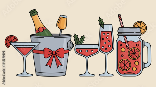 Festive Holiday Drinks with Champagne and Cocktails