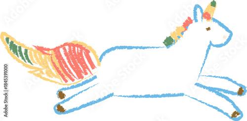Unicorn Leaping Crayon Sketch