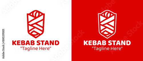 Modern Minimalist Kebab Stand Logo Flat Modern Food Design