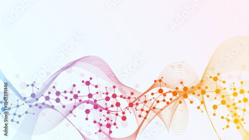 Molecular structure DNA, atom, neurons. Medical, technology, chemistry, science background. Science concept for your design. Connected lines with dots. Vector illustration.