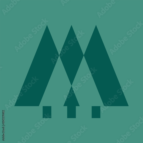 Three Negative Space Green Christmas Trees
