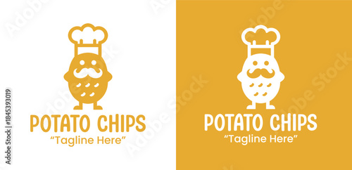 Potato Chips Chef Logo Friendly Snack Brand Identity
