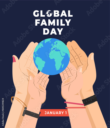Global family day flyer illustration