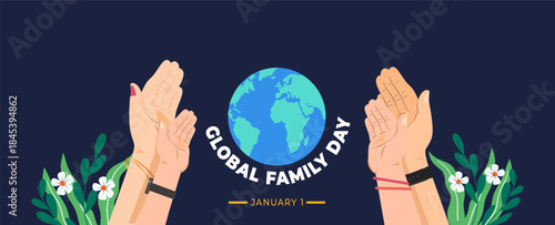 Global family day flyer illustration