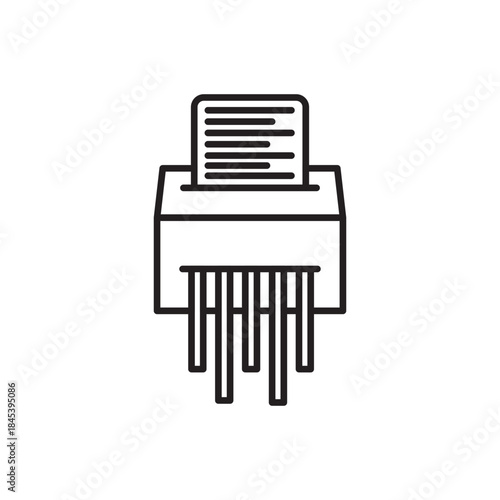 Minimal line icon of a paper shredder representing document security and paper disposal. Ideal for apps, websites, office tools, privacy themes, and business illustrations.