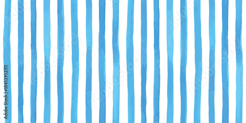 Beautiful seamless pattern with blue watercolor stripes. hand painted brush strokes, striped background. Vector illustration.