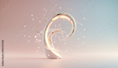 Fototapeta Naklejka Na Ścianę i Meble -  金色のオブジェと桜の花びら