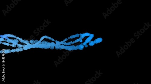 Bright blue particle wave animation on black background with flowing motion
