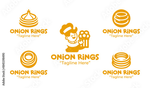 5 Onion Rings Logo Set Fast Food Snack Branding