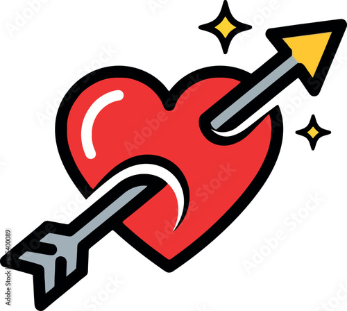 arrow through red heart love symbol.