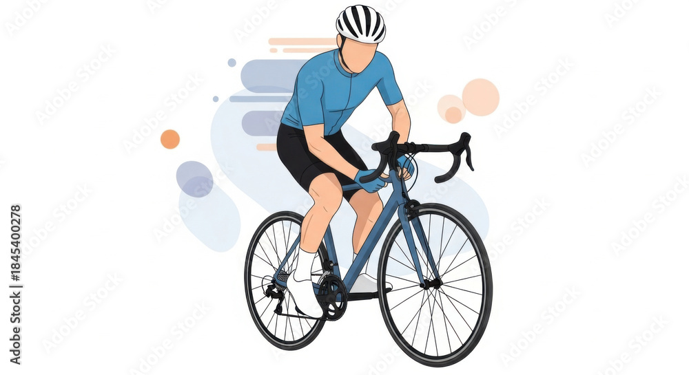 Obraz premium Cyclist in Blue Kit Riding a Road Bike with White Helmet