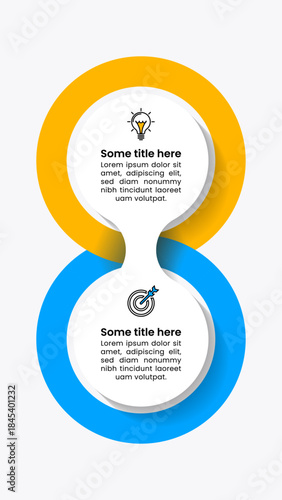 Infographic template. 2 connected circles in vertical layout