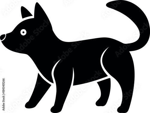 minimal flat style of a cartoon puppy wagging .