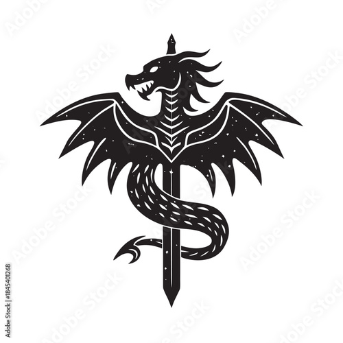 Ancient Sword Dragon Mythic Art Style