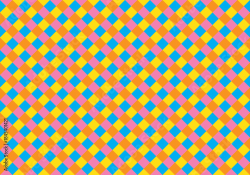 Geometric ethnic pattern oriental design on dark midnight navy background. Traditional geometry abstract with pink, white, yellow, green color for wallpaper handcraft, carpet, clothing, fabric design.