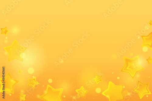 Yellow Scattered Stars and Soft Lights Effect Background. Abstract Yellow Background with Stars Bottom Border for Ratings and Celebration Designs