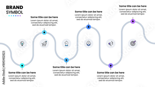 Infographic template. Zigzag line with 6 steps