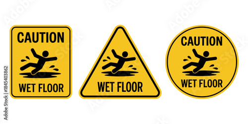 Caution wet floor sign collection: a crucial warning symbol for safety awareness