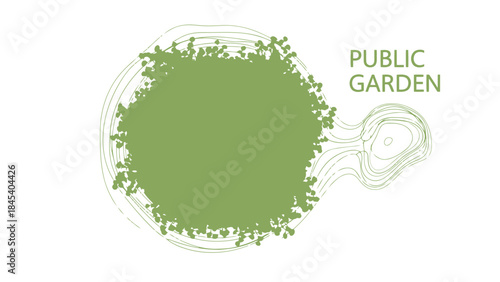 Green tree canopy with contour lines abstract nature illustration for landscape design and environme